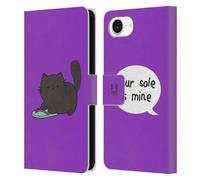 Head Case Designs Mine Purple Ceiling Cat Vs Basement Cat Leather Wallet Case Compatible With Apple iPhone 16e