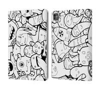 Head Case Designs Monsters And Aliens Doodle Galore Leather Wallet Case Compatible With Apple iPad Pro 13 M4 2024