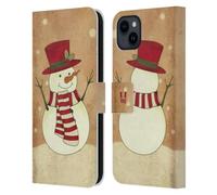 Head Case Designs Mr. Snowman Christmas Classics Leather Wallet Case Compatible With Apple iPhone 15 Plus