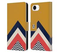 Head Case Designs Mustard Colour Block Chevron Leather Wallet Case Compatible With Apple iPhone 16e