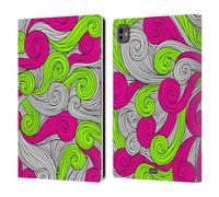 Head Case Designs Neon Pink And Green Vivid Swirls Leather Wallet Case Compatible With Apple iPad Pro 11 M4 2024