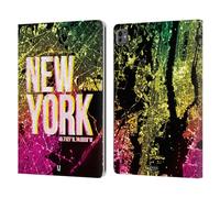 Head Case Designs New York City Lights Leather Wallet Case Compatible With Apple iPad Pro 13 M4 2024