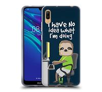 Head Case Designs No Idea Mr. Sloth Soft Gel Case and Matching Wallpaper Compatible With Huawei Y6 Pro (2019)