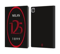 Head Case Designs Officially Licensed AC Milan Black Logo 125th Anniversary Leather Wallet Case Compatible With Apple iPad Pro 12.9 2020/2021/2022