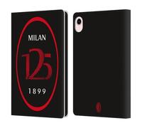 Head Case Designs Officially Licensed AC Milan Black Logo 125th Anniversary Leather Wallet Case Compatible With Apple iPad mini (2021/2024)