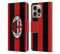 Head Case Designs Officially Licensed AC Milan Home 2026/27 Crest Kit Leather Wallet Case Compatible With Apple iPhone 16 Pro