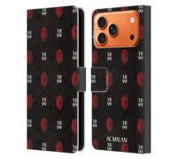Head Case Designs Officially Licensed AC Milan Pattern Logo Art Leather Wallet Case Compatible With Apple iPhone 17 Pro Max