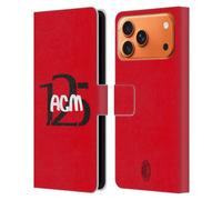 Head Case Designs Officially Licensed AC Milan Typography 125th Anniversary Leather Wallet Case Compatible With Apple iPhone 17 Pro Max