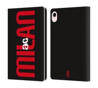 Head Case Designs Officially Licensed AC Milan Vertical Typography Graphics Leather Wallet Case Compatible With Apple iPad mini (2021/2024)