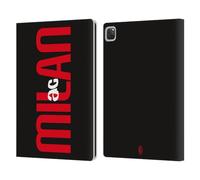 Head Case Designs Officially Licensed AC Milan Vertical Typography Graphics Leather Wallet Case Compatible With Apple iPad Pro 12.9 2020/2021/2022