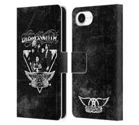 Head Case Designs Officially Licensed Aerosmith World Tour Black And White Leather Wallet Case Compatible With Apple iPhone 16e