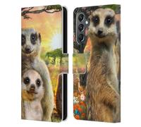 Head Case Designs Officially Licensed Aimee Stewart Meerkats Animals Leather Wallet Case Compatible With Samsung Galaxy A25 5G