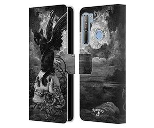 Head Case Designs Officially Licensed Alchemy Gothic Nine Lives Of Poe Skull Cats Leather Book Wallet Case Cover Compatible With HTC Desire 20 Pro