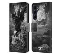 Head Case Designs Officially Licensed Alchemy Gothic Nine Lives Of Poe Skull Cats Leather Wallet Case Compatible With Samsung Galaxy A55 5G