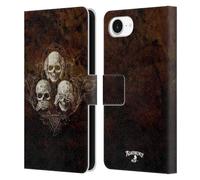 Head Case Designs Officially Licensed Alchemy Gothic No Evil Three Skull Skull Leather Wallet Case Compatible With Apple iPhone 16e