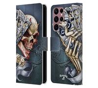 Head Case Designs Officially Licensed Alchemy Gothic Read 'Em And Weep Skull And Cards Leather Wallet Case Compatible With Samsung Galaxy S22 Ultra 5G
