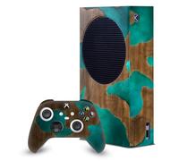 Head Case Designs Officially Licensed Alyn Spiller Wood and Resin Aqua Art Mix Game Console Wrap and Game Controller Skin Bundle Compatible With Xbox Series S Console & Controller Bundle