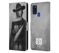 Head Case Designs Officially Licensed AMC The Walking Dead Carl Double Exposure Leather Wallet Case Compatible With Samsung Galaxy A21s (2020)