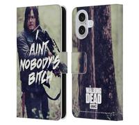 Head Case Designs Officially Licensed AMC The Walking Dead Daryl Typography Leather Wallet Case Compatible With Apple iPhone 16