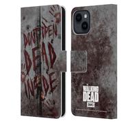 Head Case Designs Officially Licensed AMC The Walking Dead Dead Inside Typography Leather Wallet Case Compatible With Apple iPhone 15