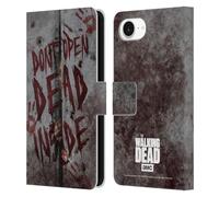 Head Case Designs Officially Licensed AMC The Walking Dead Dead Inside Typography Leather Wallet Case Compatible With Apple iPhone 16e