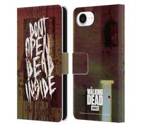 Head Case Designs Officially Licensed AMC The Walking Dead Do Not Open Typography Leather Wallet Case Compatible With Apple iPhone 16e