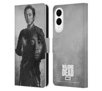 Head Case Designs Officially Licensed AMC The Walking Dead Glenn Double Exposure Leather Wallet Case Compatible With Samsung Galaxy S25 Edge