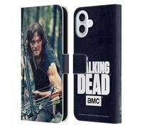 Head Case Designs Officially Licensed AMC The Walking Dead Lurk Daryl Dixon Leather Wallet Case Compatible With Apple iPhone 16 Plus