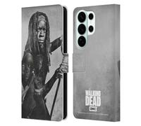 Head Case Designs Officially Licensed AMC The Walking Dead Michonne Double Exposure Leather Wallet Case Compatible With Samsung Galaxy S26 Ultra