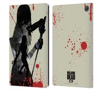 Head Case Designs Officially Licensed AMC The Walking Dead Michonne Silhouettes Leather Wallet Case Compatible With Amazon Fire Max 11 2023