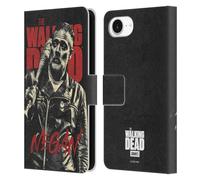 Head Case Designs Officially Licensed AMC The Walking Dead Negan Season 10 Character Portraits Leather Wallet Case Compatible With Apple iPhone 16e