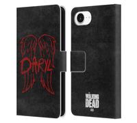 Head Case Designs Officially Licensed AMC The Walking Dead Wings Logo Daryl Dixon Iconic Leather Wallet Case Compatible With Apple iPhone 16e