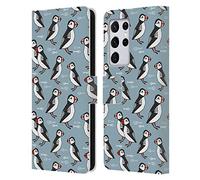 Head Case Designs Officially Licensed Andrea Lauren Design Puffins Birds Leather Wallet Case Compatible With Samsung Galaxy S21 Ultra 5G