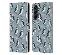 Head Case Designs Officially Licensed Andrea Lauren Design Puffins Birds Leather Wallet Case Compatible With Samsung Galaxy A55 5G