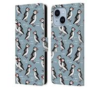 Head Case Designs Officially Licensed Andrea Lauren Design Puffins Birds Leather Wallet Case Compatible With Apple iPhone 14 Plus