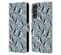 Head Case Designs Officially Licensed Andrea Lauren Design Puffins Birds Leather Wallet Case Compatible With Samsung Galaxy S21 FE 5G