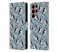 Head Case Designs Officially Licensed Andrea Lauren Design Puffins Birds Leather Wallet Case Compatible With Samsung Galaxy S22 Ultra 5G