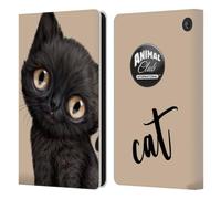 Head Case Designs Officially Licensed Animal Club International Black Cat Faces Leather Wallet Case Compatible With Amazon Fire 7 2022