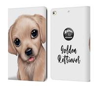 Head Case Designs Officially Licensed Animal Club International Golden Retriever Faces Leather Wallet Case Compatible With Apple iPad 9.7 2017 / iPad 9.7 2018