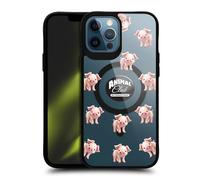 Head Case Designs Officially Licensed Animal Club International Pig Pattern Icons Black Shockproof Bumper Case [Military Grade Protection] Compatible with and Compatible with MagSafe Apple iPhone 12