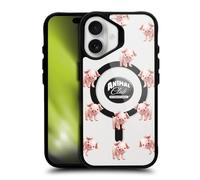 Head Case Designs Officially Licensed Animal Club International Pig Pattern Icons Black Shockproof Bumper Case [Military Grade Protection] Compatible with and Compatible with MagSafe Apple iPhone 16