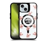 Head Case Designs Officially Licensed Animal Club International Pig Pattern Icons Black Shockproof Bumper Case [Military Grade Protection] Compatible with and Compatible with MagSafe Apple iPhone 15