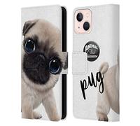 Head Case Designs Officially Licensed Animal Club International Pug Faces Leather Wallet Case Compatible With Apple iPhone 13