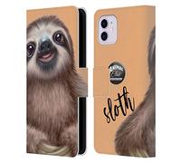 Head Case Designs Officially Licensed Animal Club International Sloth Faces Leather Wallet Case Compatible With Apple iPhone 11