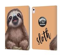 Head Case Designs Officially Licensed Animal Club International Sloth Faces Leather Wallet Case Compatible With Apple iPad Air 13 2024/2025