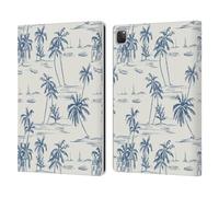 Head Case Designs Officially Licensed Anis Illustration Blue Beach Bold Mix Pattern Leather Wallet Case Compatible With Apple iPad Pro 12.9 2020/2021/2022