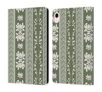 Head Case Designs Officially Licensed Anis Illustration Floral Stripes Green Floral And Leaves Leather Wallet Case Compatible With Apple iPad mini (2021/2024)