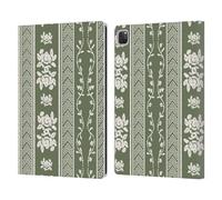 Head Case Designs Officially Licensed Anis Illustration Floral Stripes Green Floral And Leaves Leather Wallet Case Compatible With Apple iPad Pro 12.9 2020/2021/2022