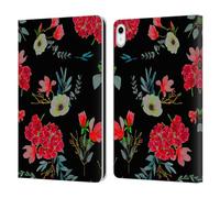 Head Case Designs Officially Licensed Anis Illustration Rojo Red Flower Pattern 4 Leather Wallet Case Compatible With Apple iPad 10.9 (2022/2025)
