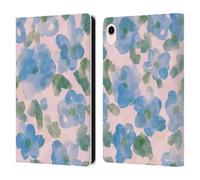Head Case Designs Officially Licensed Anis Illustration Soft Feminine Blue Flowers Mix Pattern Leather Wallet Case Compatible With Apple iPad mini (2021/2024)